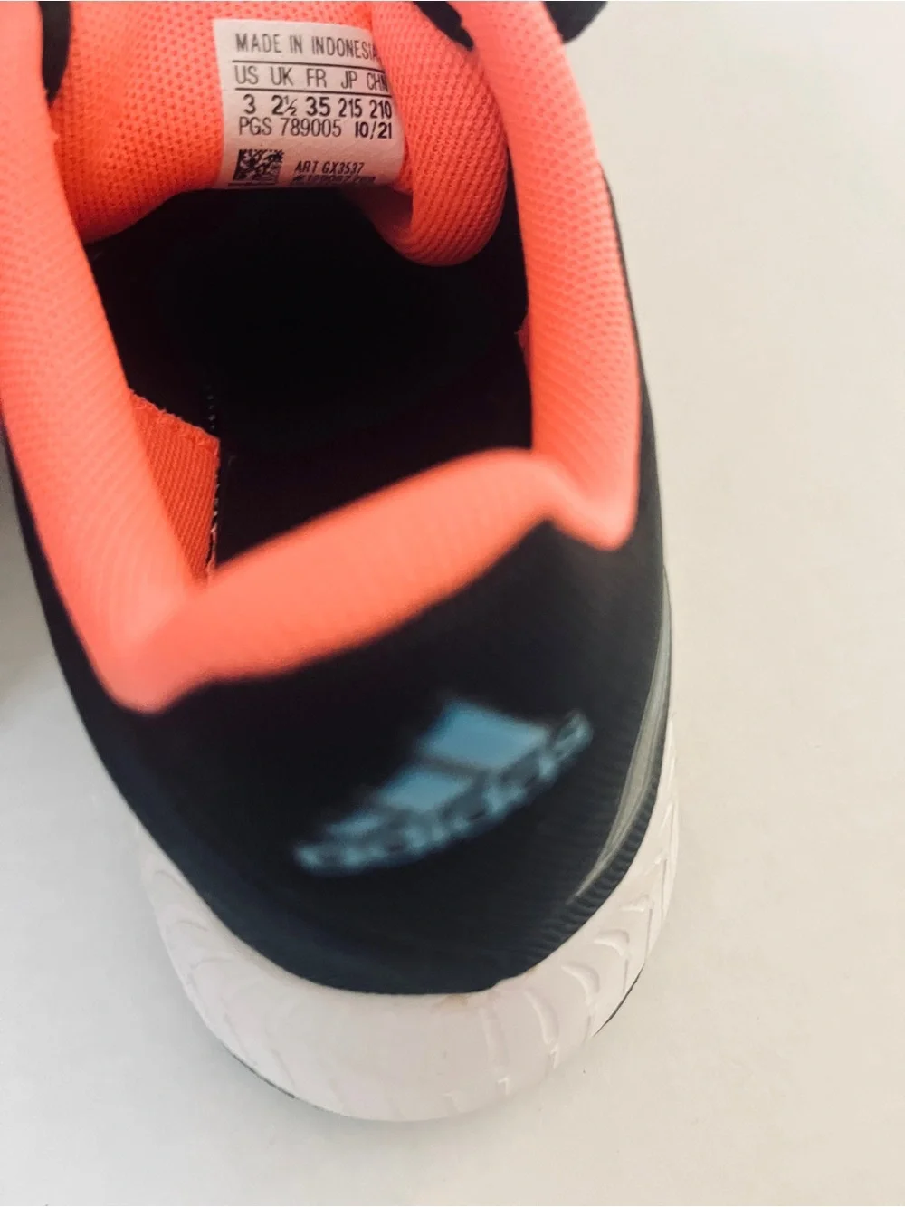 adidas Kids Black Sneakers with Coral Accents